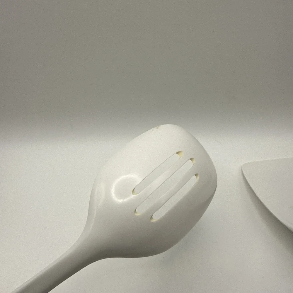 Melamine ware kitchen utensils white slotted spoon solid spatula turner flipper